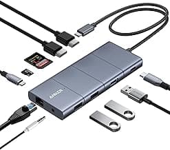 Anker 565 11-in-1 USB-C Hub, Docking-Station mit 10 Gbps USB-C & USB-A Datenports, 4K HDMI, DisplayPort, 85W PD, 2 USB 2.0 Daten, Ethernet, AUX, microSD & SD, Für MacBook Pro und mehr - Amazon Angebot