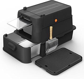 Edelstahl-Katzentoilette mit Deckel,Geschlossene Metall-Katzenklo mit Geruchskontrolle, Katzentoiletten mit Schaufel und Fußstufe, Herausnehmbar, Leicht zu Reinigen (Schwarz) - Günstig online kaufen