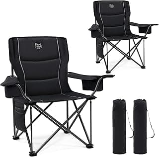 TIMBER RIDGE 2er Campingstuhl Faltbar 200KG Übergroß 63cm Sitzbreit Klappstuhl Camping Bequem Gepolster mit Isolierte Kühltasche Camping Sessel Faltstuhl Gartenstuhl Anglerstuhl - Stark reduziert