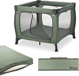 Hauck Sleep N Play SQ Set, Dark Green - Reisebett & Laufstall mit Matratze ab Geburt bis 15 kg, Spielcenter mit XL-Durchschlupf, Luftige Netzeinsätze, Faltbares Baby Reisebett mit Transporttasche - Jetzt günstig kaufen
