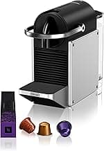 Nespresso DeLonghi Pixie EN127.S Kaffekapselmaschine, zwei Direktwahltasten, ECO-Modus, kompaktes Design, 19 Bar Drucksystem, 1260W, Silber/Schwarz - Details ansehen