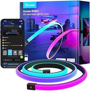 Govee Gaming Neon LED Strip 3M mit 84 LED-Perlen/m, RGBIC Blendfreie Neon LED Streifen mit Alexa arbeiten und APP, 11 Musikmodus und 64+ Szenenmodus für Spielzimmer und Tischplatte, Zuschneidbarer - Details ansehen