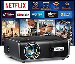 Smart Beamer 4k [Offiziell Netflix & Dolby Audio] VOPLLS Autofokus/Trapezkorrektur 30000 Lumen Projektor, WiFi6 Bluetooth Full HD 1080P Beamer Heimkino/Outdoor für Handy/PC - Produktbild