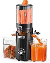 ACOQOOS Entsafter für Ganze Gemüse und Obst 135mm, Breite und Größere Fütterungsröhre, 1,8 L Füllvolumen, Leicht zu Reinigender Slow Juicer mit 2 Gläsern, Elektrische Saftpresse,Obsidianschwarz - Produktbild