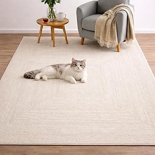 VIMODA Teppich Wohnzimmer Schlafzimmer Modern Hoch&Tief Bordüre Qualitativ 3D Effekt,Farbe:Creme;Maße:200x290 cm - Amazon Angebot