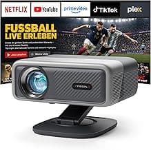 Smart Beamer 4K 【Offiziell APPs & Dolby Audio】3500 ANSI Video Projektor, Autofokus&Trapezkorrektur, VISSPL 1080P Full HD WiFi6 Bluetooth Heimkino/Outdoor Beamer mit 360°-Halter, für Handy/PC(Schwarz) - Super Angebot