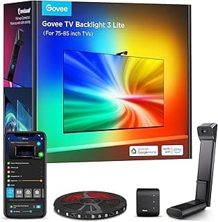 Govee TV Hintergrundbeleuchtung 3 Lite mit Fish-Eye Korrektur Funktion, Sync für 75-85 Zoll TVs, 5M RGBICW WiFi TV LED Strip mit Kamera, 4 Farben in 1 Lampenperle, Sprach- & APP-Steuerung - Amazon Angebot