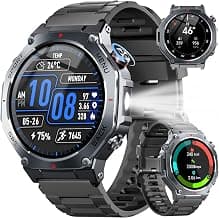 Militär Smartwatch Herren GPS, 1.43 AMOLED Fitnessuhr mit Bluetooth Anruf, 5ATM Sportuhr Fitness Tracker mit Herzfrequenz/Schlafmonitor/Schrittzähler, 160+ Sportmodi Smart Watch für Android/iOS - Jetzt günstig kaufen