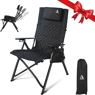 Campingstuhl Faltbar, Hochlehner Rückenverstellbar in 4 Positionen bis 150 KG Klappstuhl Gartenstuhl Getränkhalter mit Seitentasche Angelstuhl Outdoor Für Camp Garten Balkon - Details ansehen