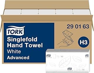 Tork Zickzack Papierhandtücher Advanced 290163 - H3 Falthandtücher für Papierhandtuchspender - saugfähig und reißfest, 2-lagig, weiß, groß - 15 x 250 Tücher - Produktbild