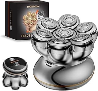 7D PRO Glatzen Rasierer Herren,MAXGROOM IPX6 Wasserdicht Kopfrasierer Glatze mit Magnetische Schwebender Kopf,1400mAh Akku Kopf Rasierer Herren,8800RPM Silber Head Shaver Men,Typc 0 mm Glatzenrasierer - Stark reduziert