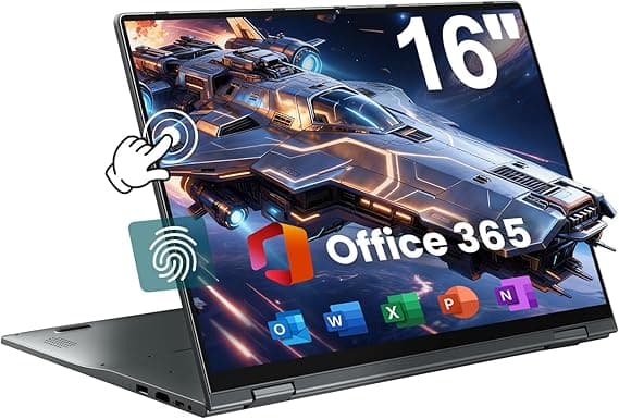 jumper Laptop 16 Zoll, IPS FHD Touchscreen Laptops, 16GB RAM 640GB Storage, Fingerabdruckleser, Quad-Core CPU Notebook, 1 Jahr Office 365, QWERTZ Tastatur mit Hintergrundbeleuchtung, WiFi 6 - Stark reduziert