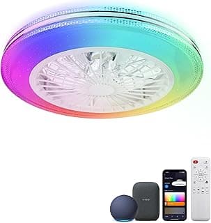 Deckenventilator mit RGB/Weiß Beleuchtung und Fernbedienung dimmbare LED-Deckenventilatoren für Schlafzimmer, steuerbar via Fernbedienung, App, Alexa und Google Home - Günstig online kaufen