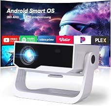 Wielio Upgrade Smart Beamer,integrierter App, Unterstützung 4K,WLAN&BT Projekto, 120° verstellbarem Ständer, vertikale Trapezkorrektur und elektronischer Fokus Heimkino Beamer für Handy/PC - Super Angebot