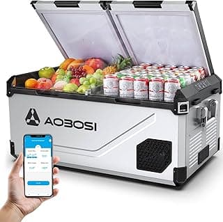 AAOBOSI Kompressor Kühlbox 75L | Starke Kühlleistung bis -20℃ | Dual-Zone für Auto & Camping | Edelstahl & Aluminium Design - Top Deal