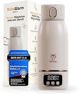 BEBELUX Babyflaschenwärmer – Elektrischer Babymilchwärmer für unterwegs | 36W USB-C Schnellladen | BPA-frei | Perfekte Temperaturregelung | Keimfrei & Auslaufsicher |Langanhaltender Akku (Beige) - Details ansehen