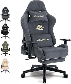 Gaming Stuhl, Atmungsaktiver Bürostuhl Ergonomisch aus Hochwertigem Stoff, So Weich Wie Pelz, PC-Stuhl, Verstellbarer und Drehbarer Schreibtischstuhl mit Fußstütze, Grau - Details ansehen