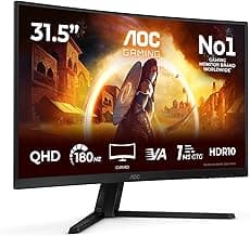 AOC CQ32G4VE 32 Zoll Curved, WQHD Gaming Monitor, 180Hz, Fast VA Panel, 1ms GtG, HDR10, FreeSync, (2560x1440 HDMI 2X 2.0 DP 1x 1.4) Schwarz - Produktbild