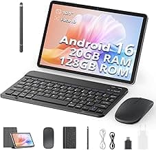 Tablet mit Tastatur und Stift 10 Zoll Android 16 (Modell 2026), Unisoc T7250, 20GB RAM (4+16 virtuell) + 128GB, bis 1TB microSD, Widevine L1, WLAN 2,4/5 GHz, GPS, 6600 mAh (NTC) - Details ansehen