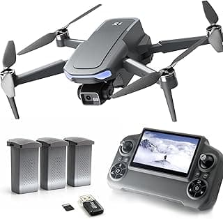 3-Achsen Gimbal GPS Drohne mit 4K Kamera, 4.5 HD Screen Fernsteuerung, 90Min Flugzeit (3 Akkus), 3000M Übertragungsreichweite, Auto Return, Follow Me, bürstenloser Motor, 5G FPV, faltbar, <249g - Stark reduziert