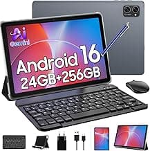 TABWEE Android 16 Tablet mit Tastatur und Stift, 24 GB+256 GB (2 TB TF) | Ideal für Studium und Home-Office, Octa-Core, Gemini AI, Widevine L1, 10 Zoll Tablet, Face ID, GPS (4 Jahre Garantie) - Stark reduziert