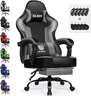 Gaming Stuhl Ergonomischer mit Fußstütze, Gaming Chair 150 kg Belastbarkeit, Gamer Stuhl aus Kunstleder, Höhenverstellbarer PC Zockerstuhl Bürostuhl für Jugendliche Erwachsene, Grau - Günstig online kaufen