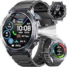 Smartwatch Herren GPS, 1,43AMOLED Militär Fitnessuhr mit Bluetooth Anrufe, Kompass 160+ Sportmodi, 5ATM Wasserdicht, 24/7 Herzfrequenz, Schlafmonitor, Schrittzähler, Sportuhr Outdoor Android für iOS - Top Deal