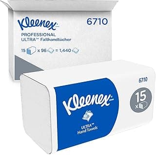 Kleenex Ultra Papierhandtücher mit Interfold Faltung, 3-lagige Papiertücher mit V-Faltung, mit Airflex Technologie und FSC-Papier, 15 Packungen x 96 Handtücher(1.440 Falthandtücher), Artikel-Nr. 6710 - Günstig online kaufen