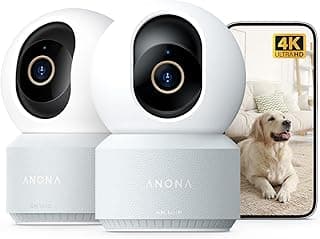 Anona Pano 4K Innenkamera (2er Pack), WiFi 6 Hundekamera mit Auto-Tracking für Mensch/Tier & Babyweinen-Erkennung, 360° Schwenk/Neige, Zweiwege-Audio, Alexa-kompatibel - Produktbild