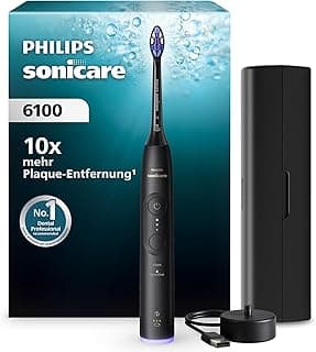 Philips Sonicare Series 6100 Elektrische Zahnbürste – Technologie der nächsten Generation, Drucksensor, 6 Putzeinstellungen, SmarTimer, BrushPacer, 21 Tage Laufzeit, Reiseetui, Schwarz, HX7401/12 - Günstig online kaufen