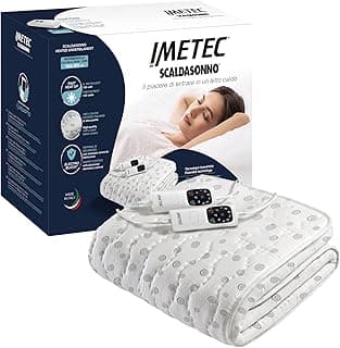 Imetec Scaldasonno Adapto, Doppelwärmeunterbett, 150x160 cm, geringer Verbrauch, patentierte Technologie, schnelle Erwärmung, individuelle Temp., 100 % Baumwolle, Made in Italy, 2 Steuerungen, 6 Temp. - Top Deal