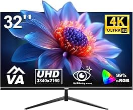 Gawfolk 32 Zoll Monitor 4K (3840 * 2160) UHD PC Gaming Monitor, VA Panel, HDR, HDMI/DP, 60Hz, schmaler Rand, 100x100mm VESA, 16:9, Black - Details ansehen