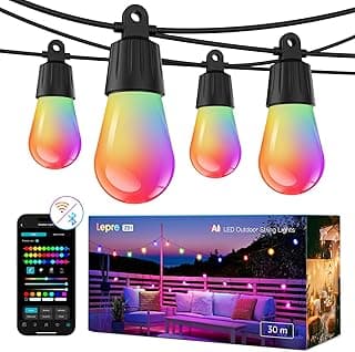 Lepro ZB1 AI LED Lichterkette Außen 30m, Smarte LED S14 WLAN Glühbirnen | RGB + Warmweiß, App-Steuerung, funktioniert mit Alexa & Google Assistant, KI-Lichtdesigner, ohne Fernbedienung, 30 LEDs - Amazon Angebot