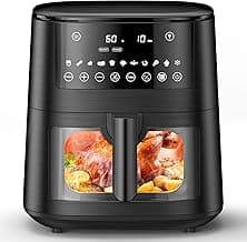 Heißluftfritteuse Airfryer mit Sichtfenster 7,2L, 11-in-1 Air Fryer XXL mit Warm halten, Vorheizfunktion & Abtau, Shake-Reminder Smart und Timer-Funktion, Gesunde Friteuse ohne Öl und fettarmes Kochen - Stark reduziert