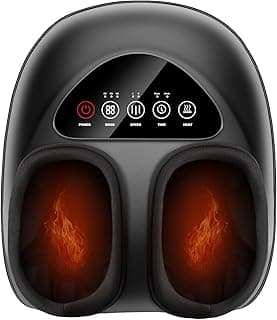 Fußmassagegerät mit Wärme, Fussmassagegerät Elektrisch, 3D-Kneten, Rollen & Luftkompression für müde Muskeln und Fußsohlen, Geschenk für Männer/Frauen, Schwarz - Top Deal