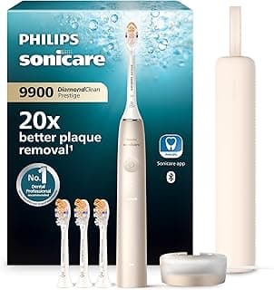 Philips Sonicare DiamondClean 9900 Prestige elektrische Zahnbürste, mit SenseIQ Technologie und App, 5 Putzmodi, 3 Intensitätsstufen, Reiseladeetui, champagner, Modell HX9992/44 - Top Deal