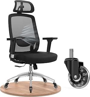 mfavour Ergonomischer Bürostuhl Schreibtischstuhl mit Gummirollen, 4D-Armlehnen Verstellbaren Kopfstützen und Lendenstütze, Metall-Fuß, Belastbar bis 150 kg, Atmungsaktiver Netz-Chefsessel, Schwarz - Stark reduziert