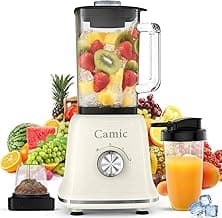 Camic Standmixer 1200W Hochleistungsmixer 3-in-1 mit 1,6L Glasbehälter Mixer & 400ml Reisebecher & 200ml Mahlbecher, Abnehmbare Klinge, Impuls/2 Geschwindigkeiten Blender für Smoothies Shakes Getränke - Günstig online kaufen