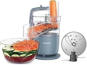 Kenwood MultiPro Go FDP22.130GY, Kompakt-Küchenmaschine nur 30cm hoch, zum Schneiden, Reiben, Pürieren und Teig Kneten, Express-Serve, 1,3 l Arbeitsbehälter, 650 W, Blau - Amazon Angebot