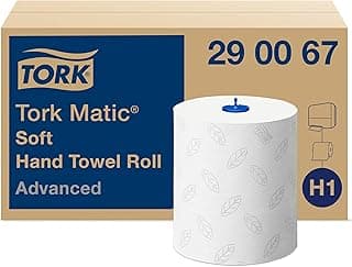 Tork Matic Rollenhandtuch Advanced 290067 - H1 Papierhandtücher für Rollenhandtuchspender, weich, reißfest, 2-lagig, weiß, mit Blatt-Prägung in Grau, 1 karton = 6 rollen - Details ansehen