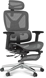 FLEXISPOT Ergonomischer Bürostuhl Schreibtischstuhl mit Fußstütze, 3D-Armlehnen, 3D-Kopfstütze, 5D-Rückenlehne, Atmungsaktiver Sitz Belastbar bis 136 kg Arbeitsstuhl, ErgoX, Dunkelgrau - Details ansehen