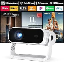 2026 Neuer Mini Beamer 4K Unterstützt, 720P Smart Beamer mit 25000 Lumen, Tragbarer WLAN Projektor mit Android 14 und App Store, Automatische Trapezkorrektur & 360° Stativ für Heimkino Camping - Jetzt günstig kaufen