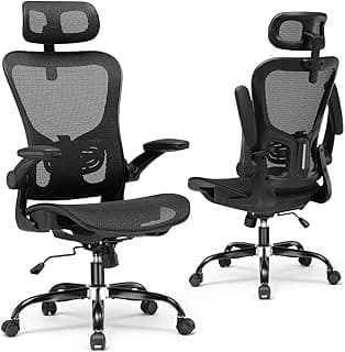 GTPLAYER Bürostuhl Ergonomisch, Schreibtischstuhl mit Verstellbarer Kopfstütze, Armlehnen, Lendenwirbelstütze, Büro Stuhl & Gaming Stuhl Wippfunktion, Chefsessel aus Mesh, 150kg(Schwarz) - Produktbild