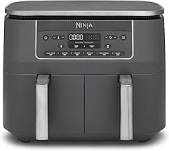Ninja Dual Zone Digital Air Fryer, 2 Schubladen, 6-in-1, Heißluftfritteuse ohne Öl, 7,6L, Heißluft-Frittieren, Max Crisp, Rösten, Backen, Aufwärmen, Spülmaschinenfeste Körbe, Metallic Grau DZ300EU - Produktbild