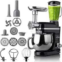 LEHMANN Küchenmaschine 3 in 1 mit Fleischwolf & Glasmixer 1,5L, Knetmaschine mit 5L Edelstahlschüssel, Planetarischem Rührsystem, 6 Stufen + Pulse, Teigmaschine für Brot, Pizza & Kuchenteig - Günstig online kaufen