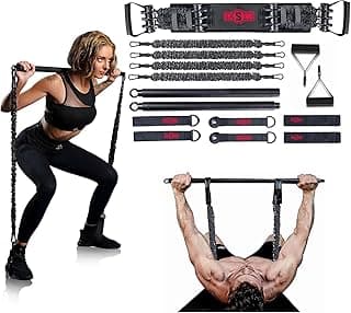 INNSTAR Portable Home Gym, Verstellbares Widerstandsband mit Stange und Kniebeugen-Bändern für Heimtraining, Bankdrücken Brusttrainer Resistance Band Set für Brust, Arm, Beintraining - Günstig online kaufen