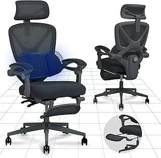 FLEXISPOT Ergonomischer Bürostuhl, X-förmiger Schreibtischstuhl mit 135°-Neigung, Gekoppelte Armlehnen mit zonenweise Einstellbarer Lendenstütze, Drehstuhl mit Fußstütze, 3D-Kopfstütze, Schwarz - Amazon Angebot