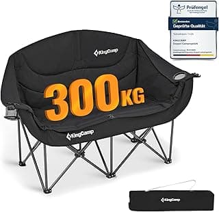 KingCamp Camping Couch Faltbar bis 300 kg, Luxus Campingstuhl Klappbar 2 Personen, Campingsofa Gepolstert mit Armlehne, Doppel Campingstuhl Hochlehner, Campingbank 1 2 & 3 Sitzer für Garten Balkon - Produktbild