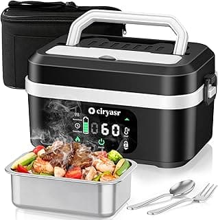 Elektrische Lunchbox mit Akku 20000mAh, 100w Wiederaufladbar Selbstheizende Brotdose mit 1,35L Herausnehmbarer Innenbehälter Edelstahl Besteck, Tragbare Heizbox für Büro Auto Reisen (Schwarz) - Günstig online kaufen
