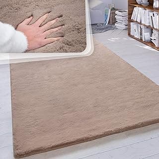 Paco Home Hochflor Teppich Wohnzimmer Schlafzimmer Shaggy Modern Flauschiger Fellteppich Weich Fell Imitat Kunstfell Einfarbig, Grösse:160x230 cm, Farbe:Beige - Produktbild